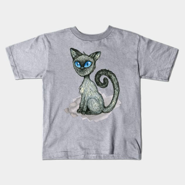 Drawing of a Siamese cat Kids T-Shirt by Bwiselizzy